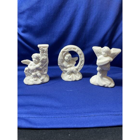 Bisque Porcelain JOY Letters with Angels - Picture 1 of 7